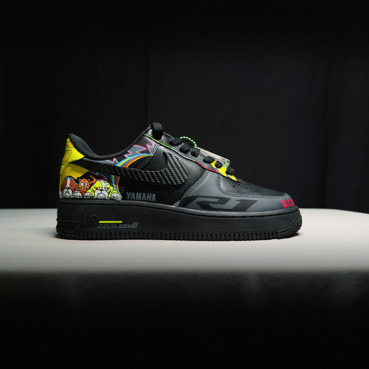 Misano R1 | Custom Nike Airforce 1 Sneakers – Grey/NeonYellow/Black