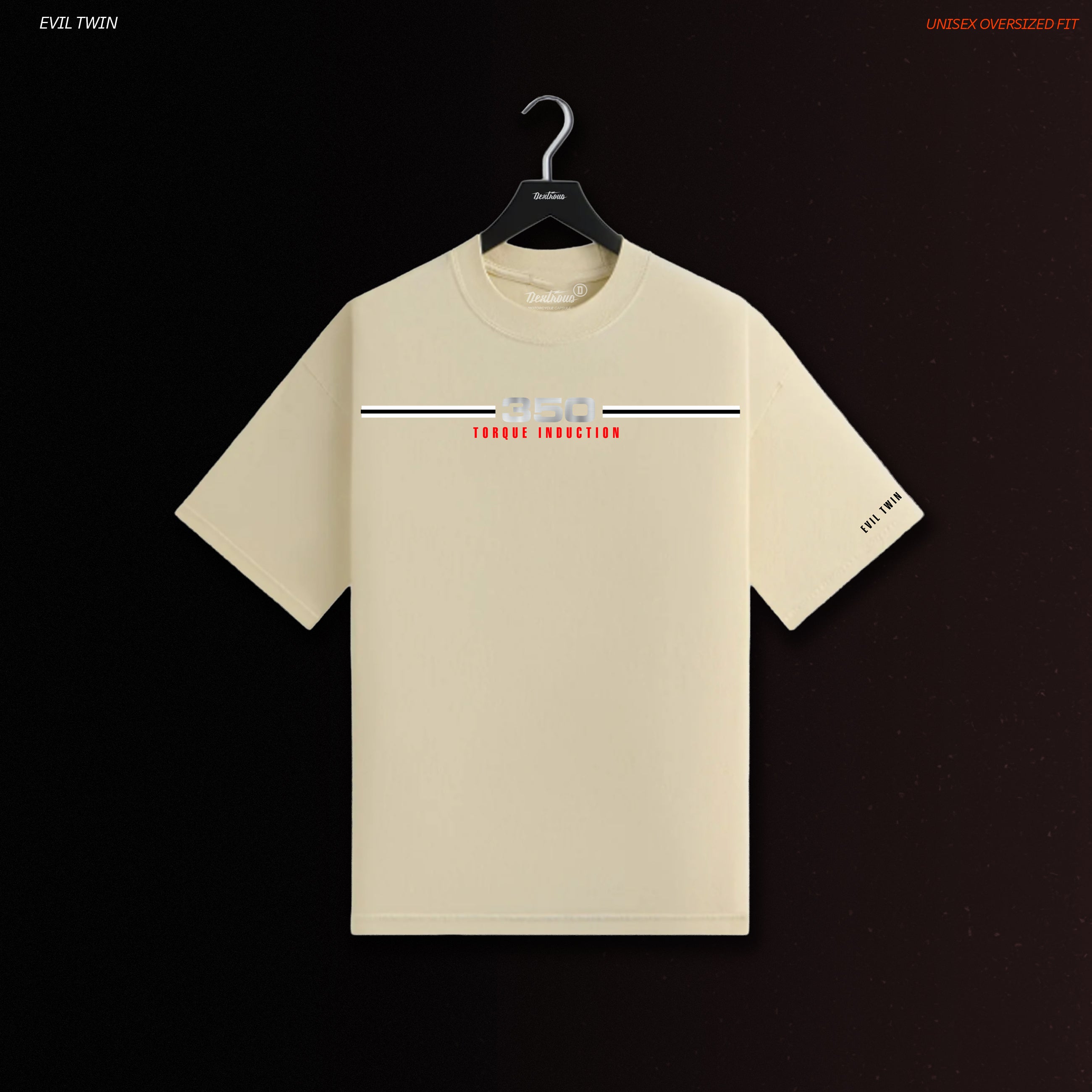 EVIL TWIN | Unisex Oversized – RD350 Inspired Motorsport T-Shirt – Beige