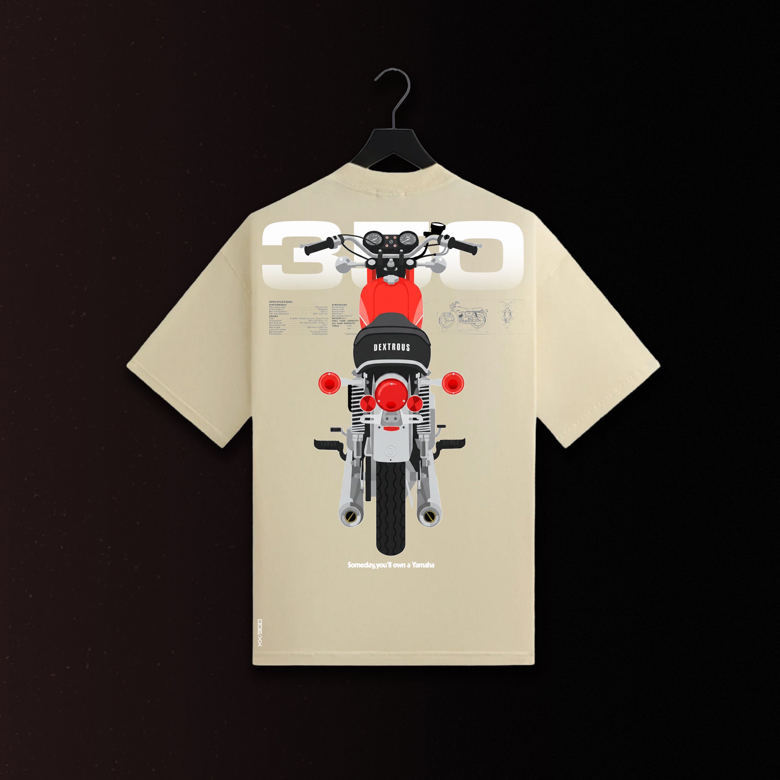 EVIL TWIN | Unisex Oversized – RD350 Inspired Motorsport T-Shirt – Beige