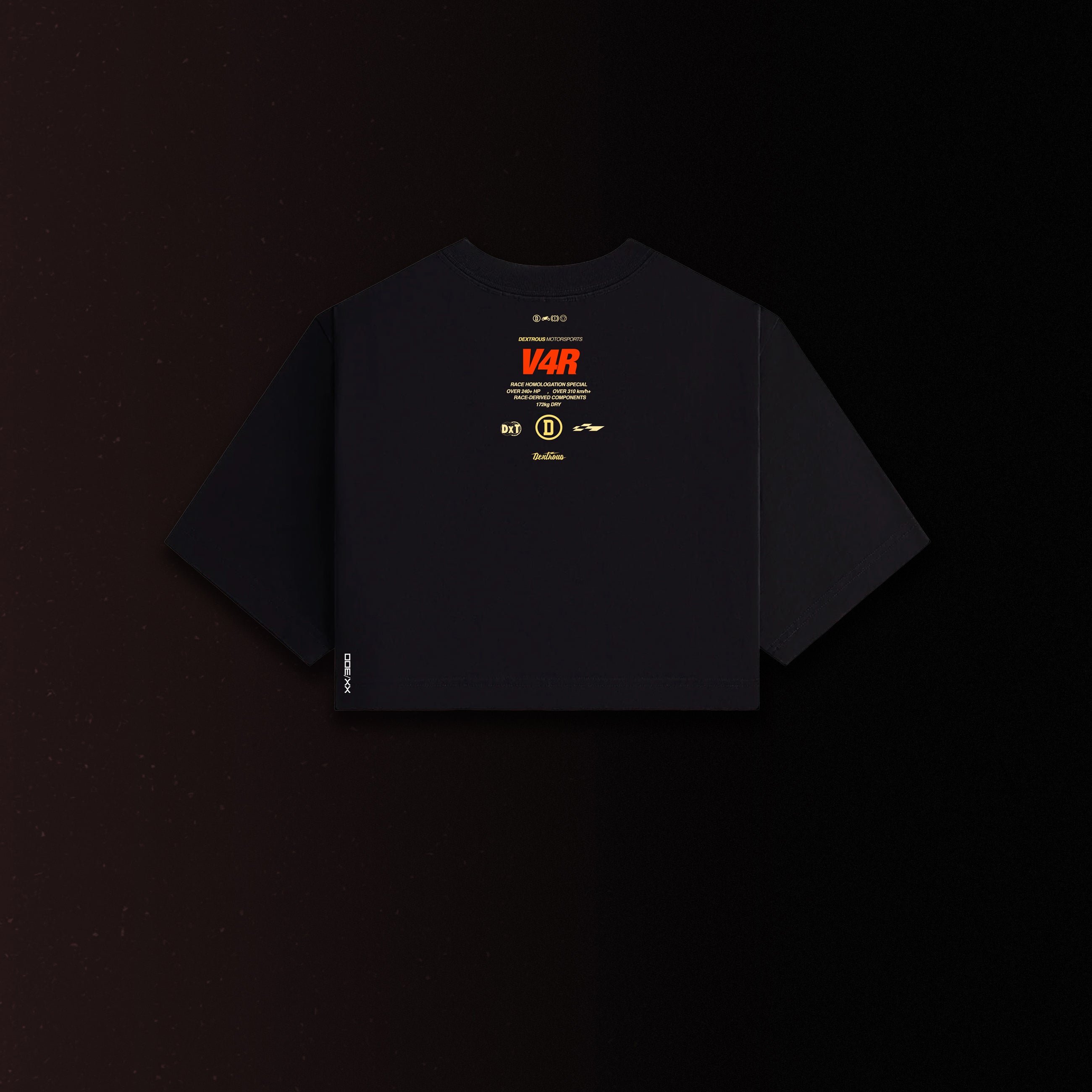 THE RATTLE | Women's Oversized Crop Top – V4R Inspired Motorsport Crop Top – Black