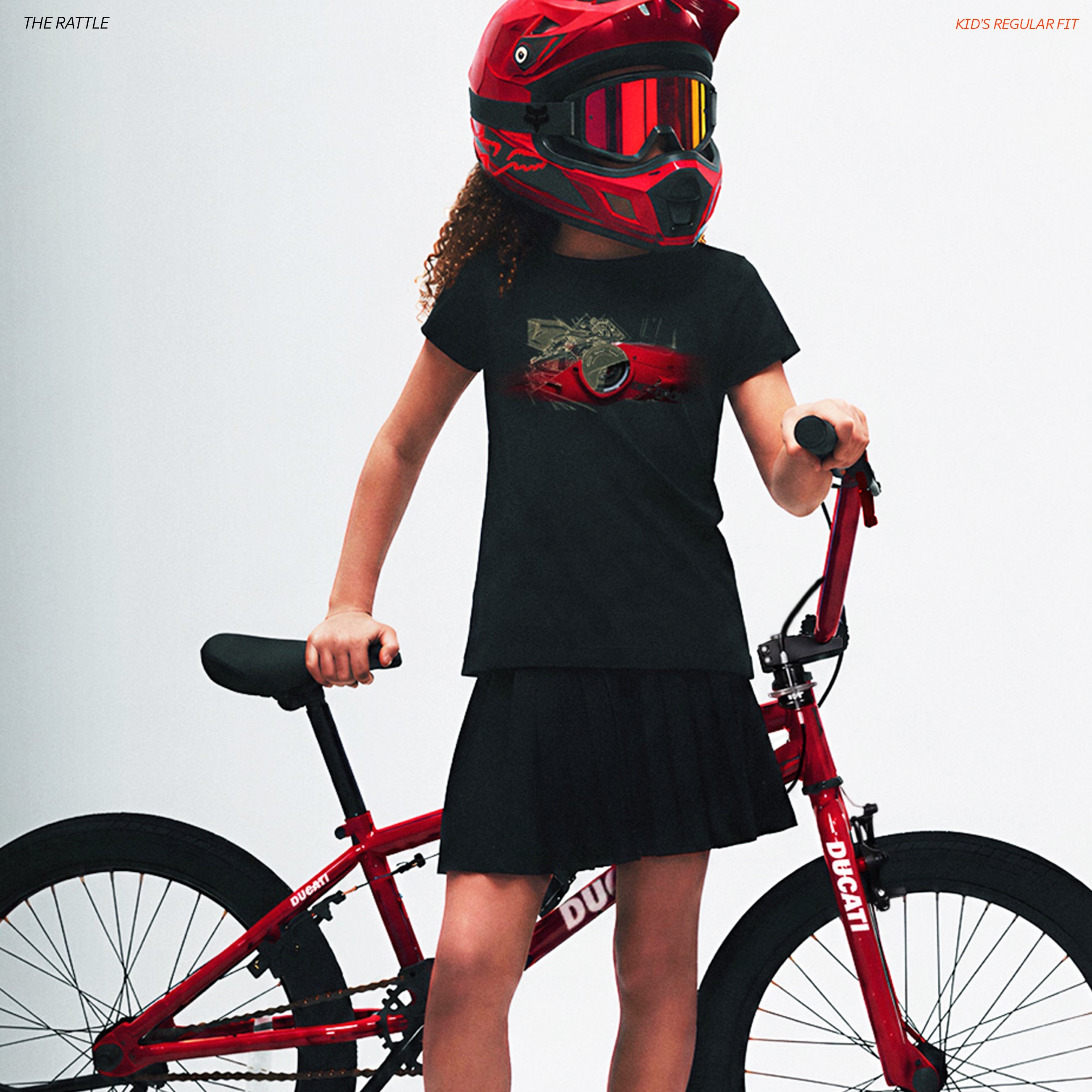 THE RATTLE | Kids Regular Fit – V4R Inspired Motorsport T-Shirt – Black