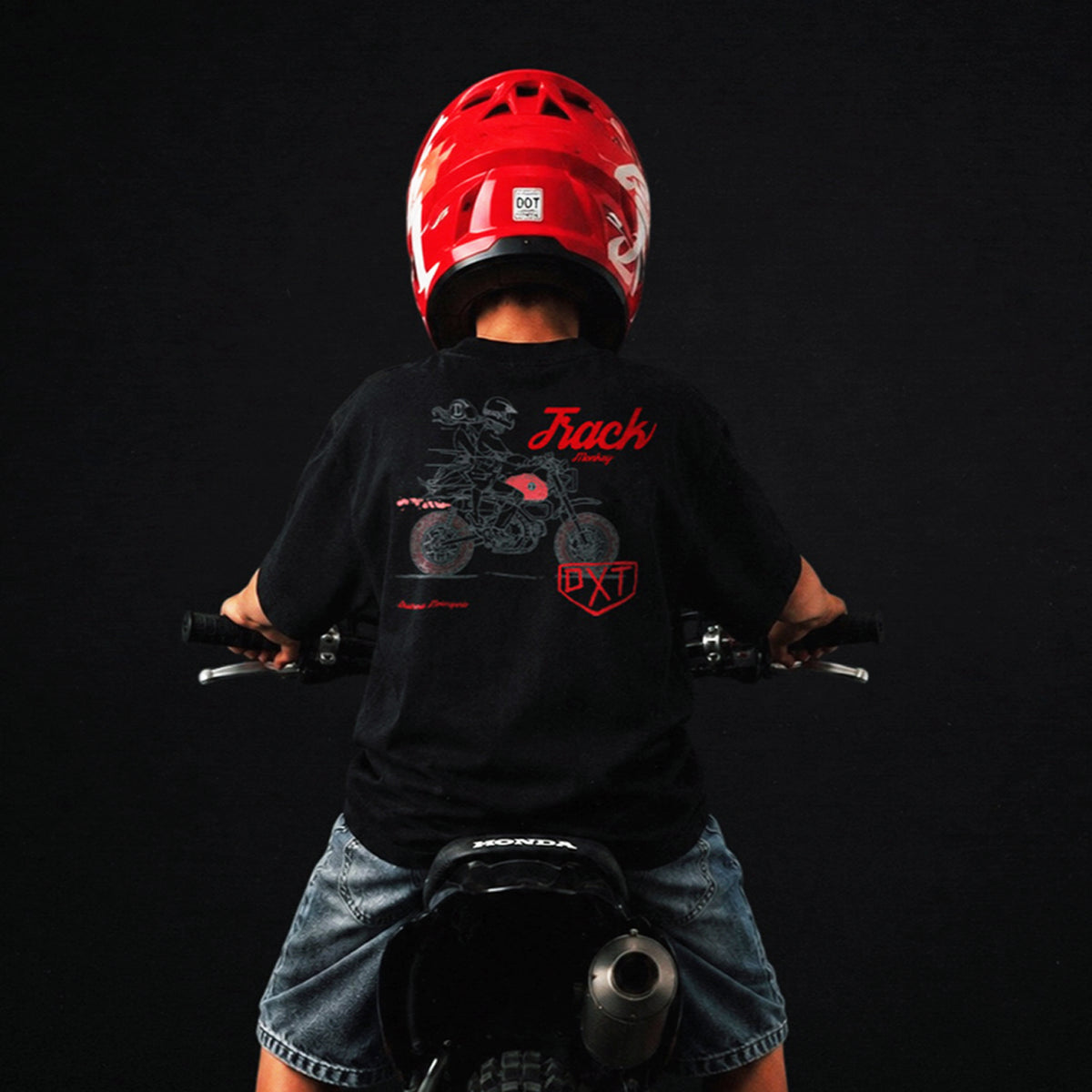 Track Monkey | Kids Regular Fit – Monkey/Mini Bike Inspired Motorsport T-Shirt – Black
