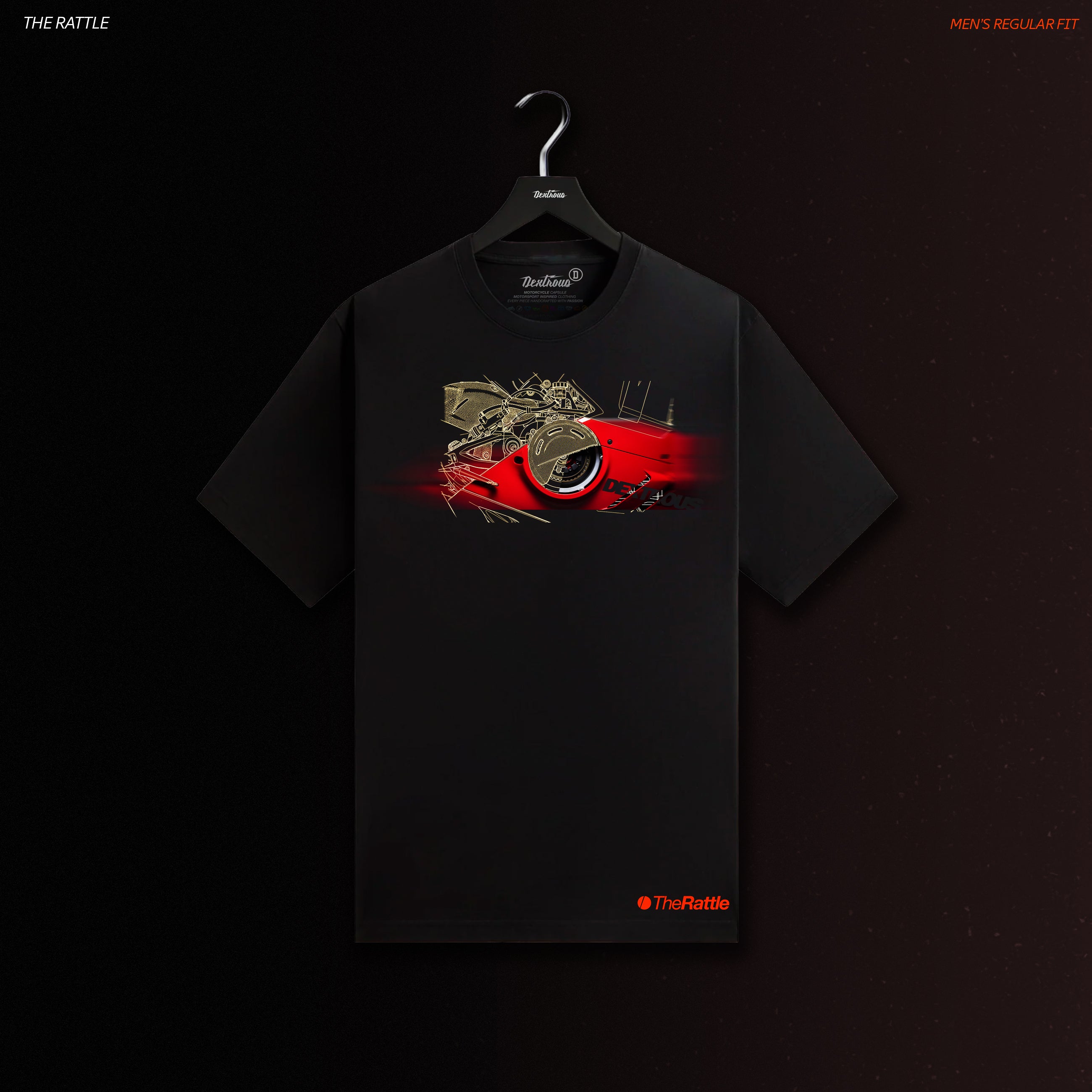 THE RATTLE | Men's Regular Fit – V4R Inspired Motorsport T-Shirt – Black