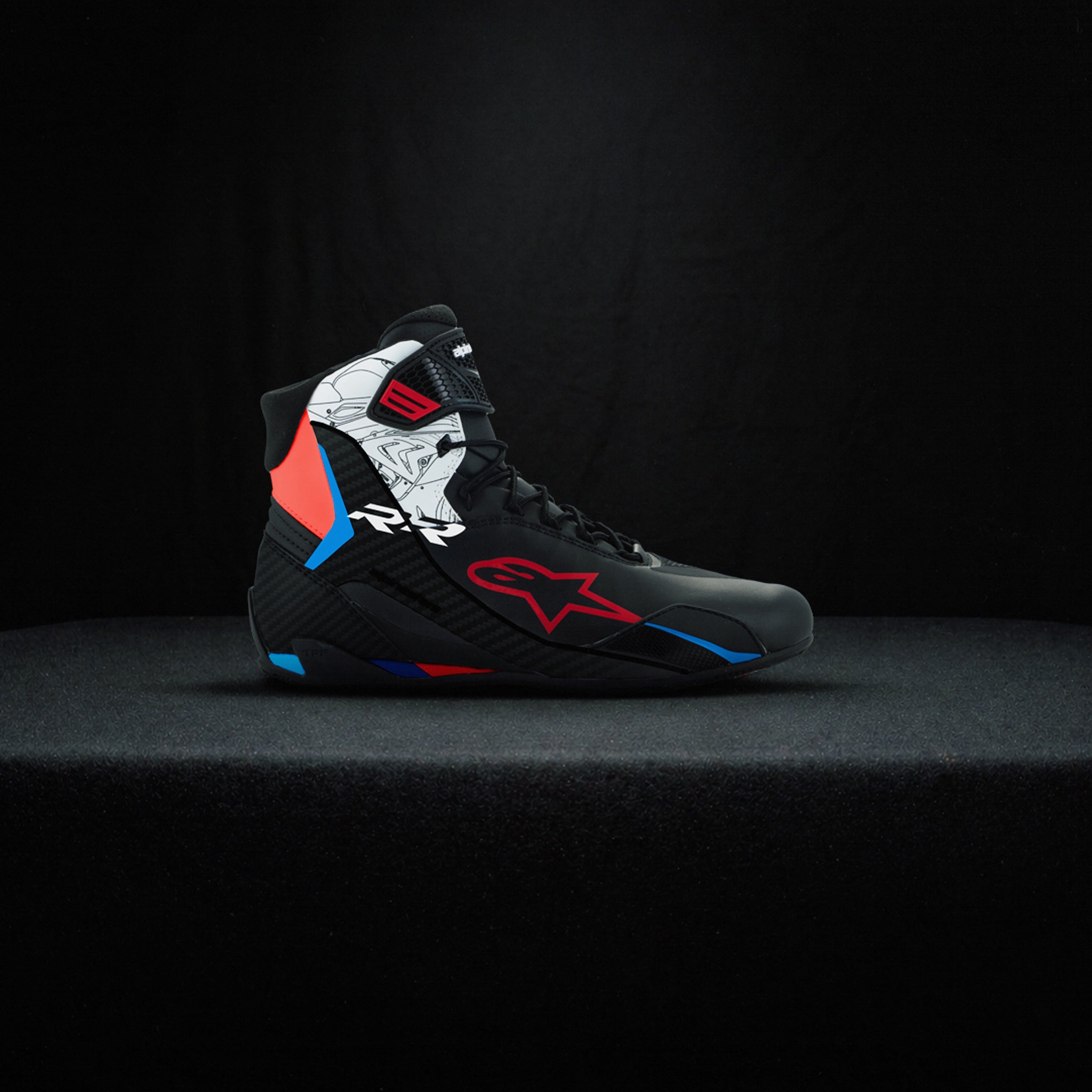 ALP4 | HP4 Race inspired Custom Alpinestars Faster-4 Riding Shoes – Carbon Edition