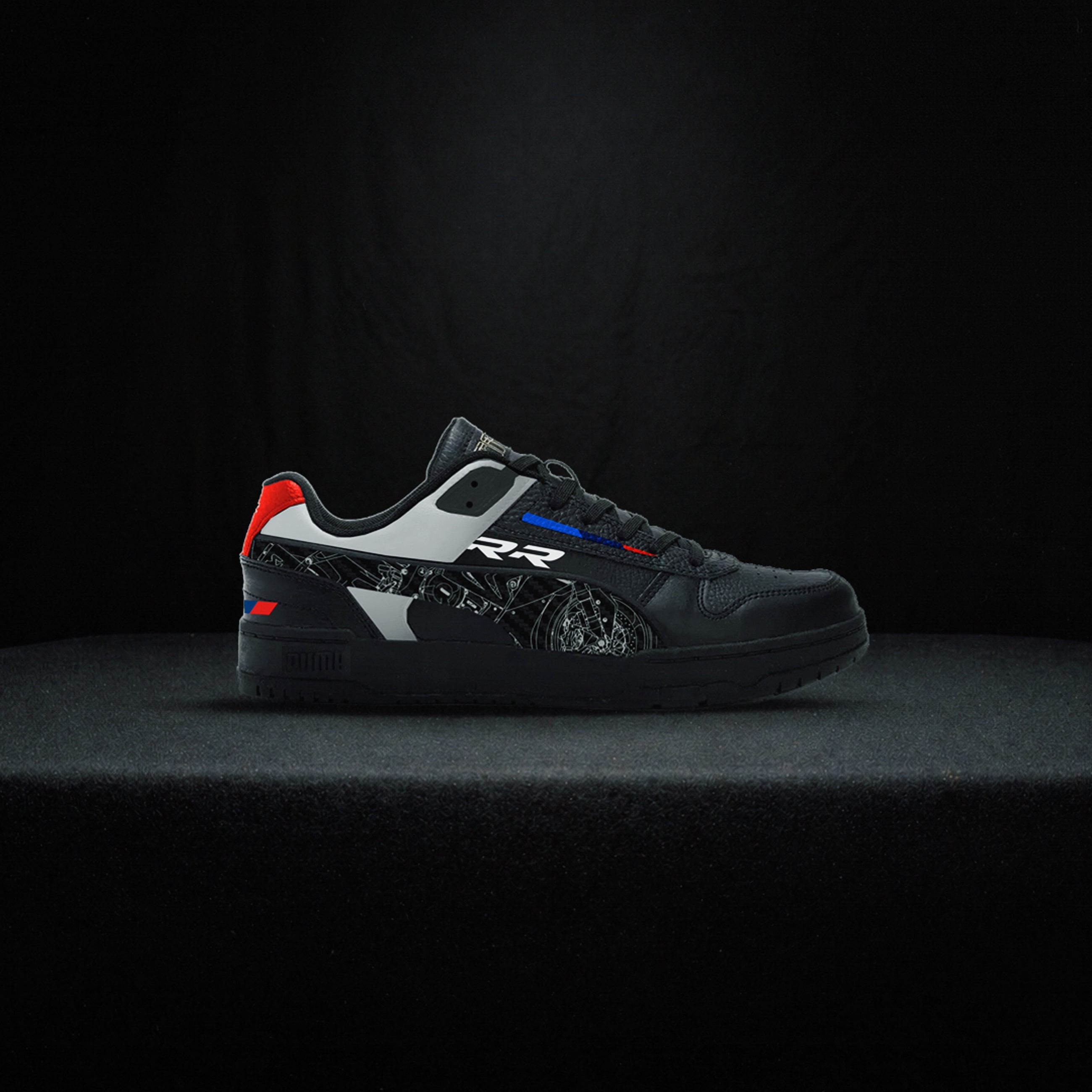 RB02 | HP4 Race inspired Custom Puma RBD Game Low Sneaker – Black/Grey/Red