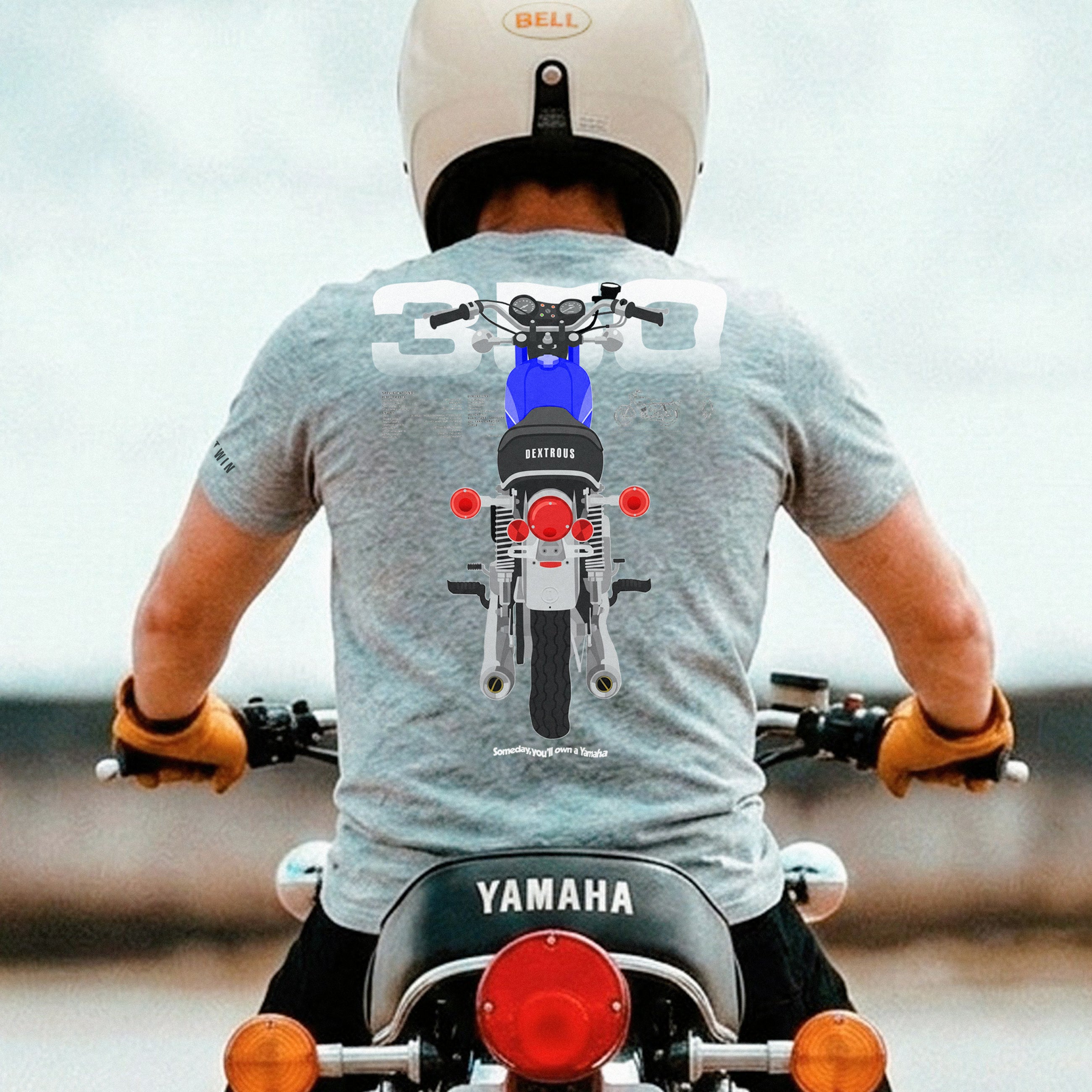 EVIL TWIN | Men's Regular Fit – RD350 Inspired Motorsport T-Shirt – Light Grey