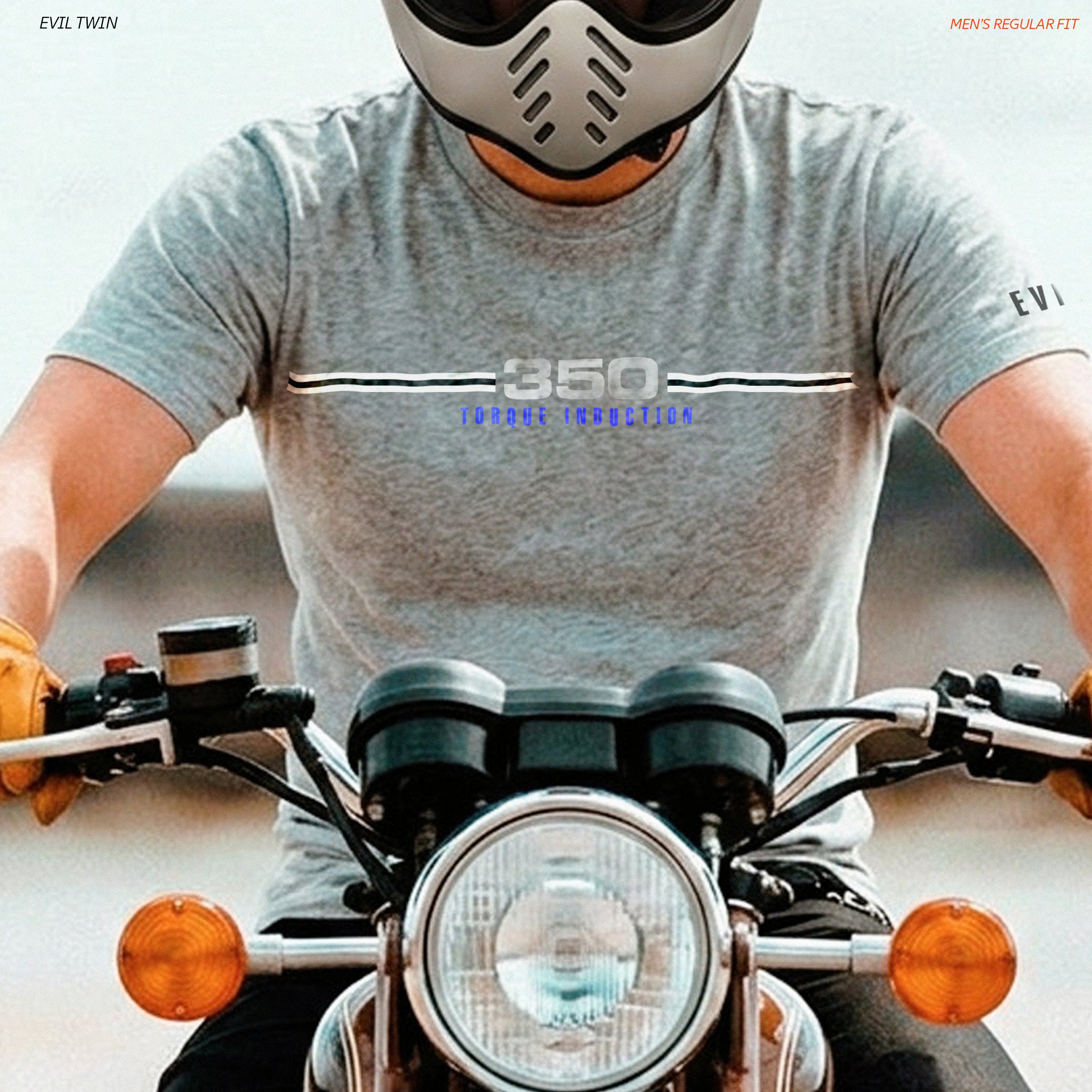 EVIL TWIN | Men's Regular Fit – RD350 Inspired Motorsport T-Shirt – Light Grey