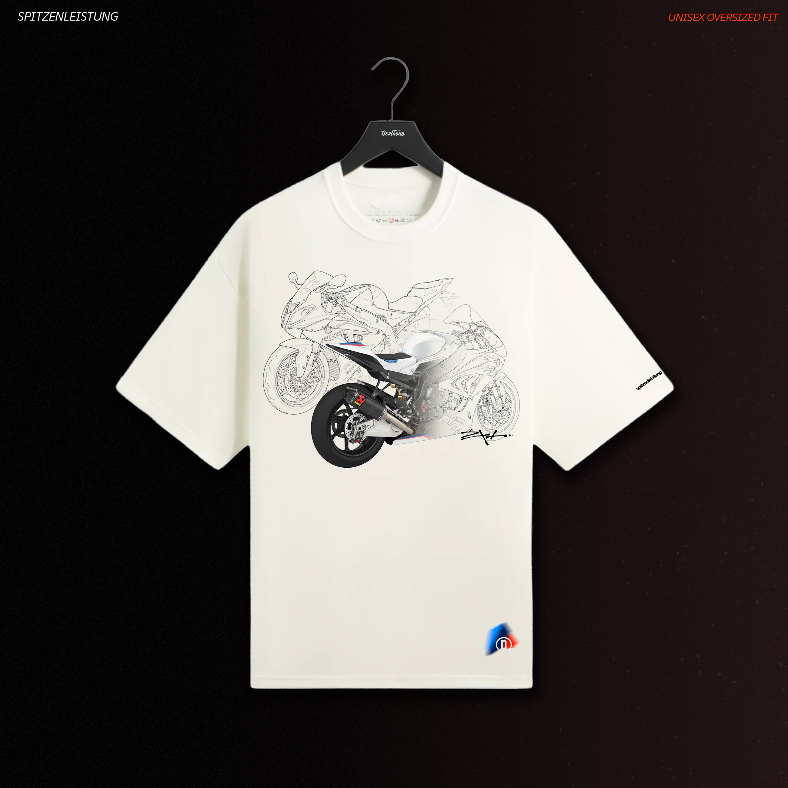 SPITZENLEISTUNG | Unisex Oversized – S1000RR Inspired Motorsport T-Shirt – Off-White
