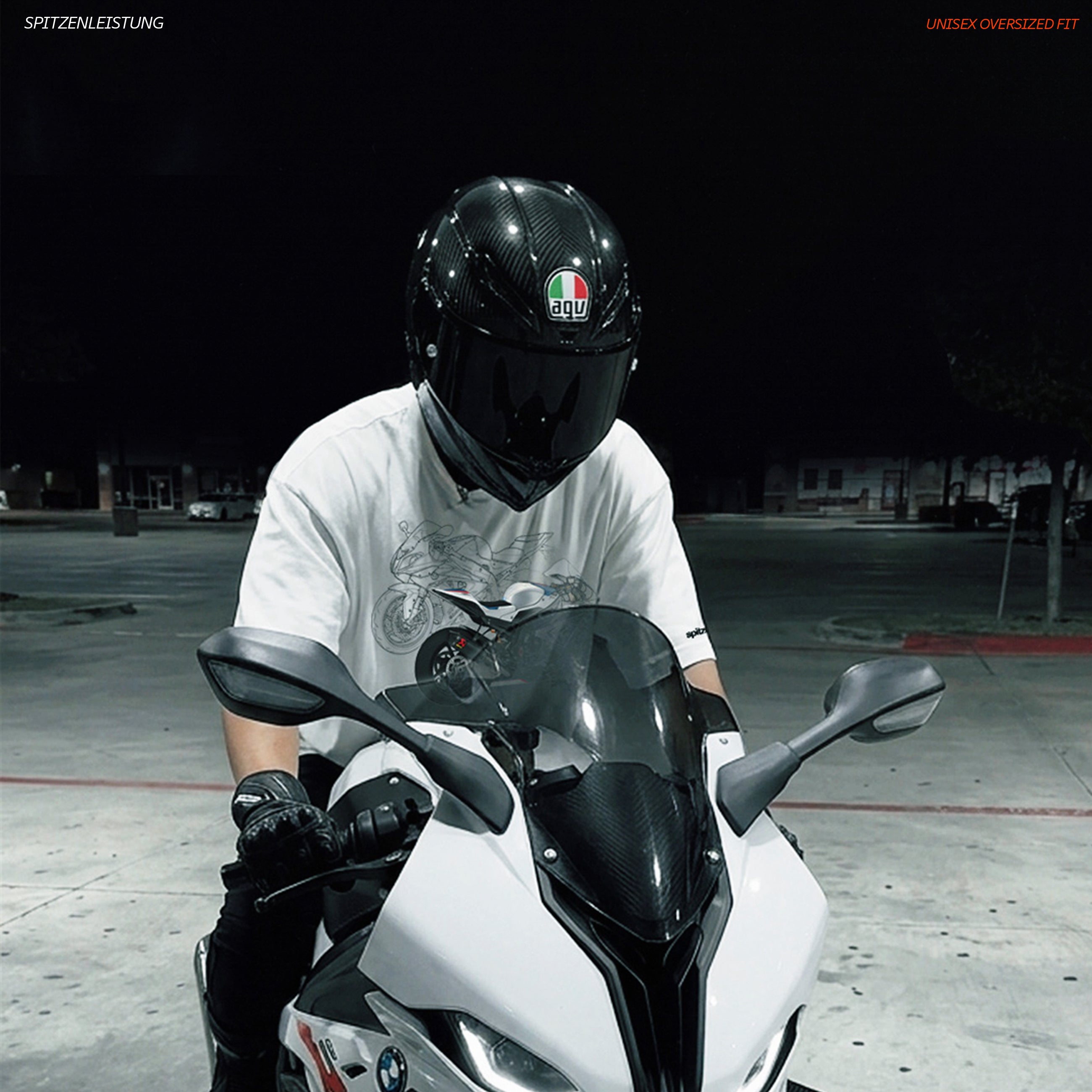 SPITZENLEISTUNG | Unisex Oversized – S1000RR Inspired Motorsport T-Shirt – Off-White