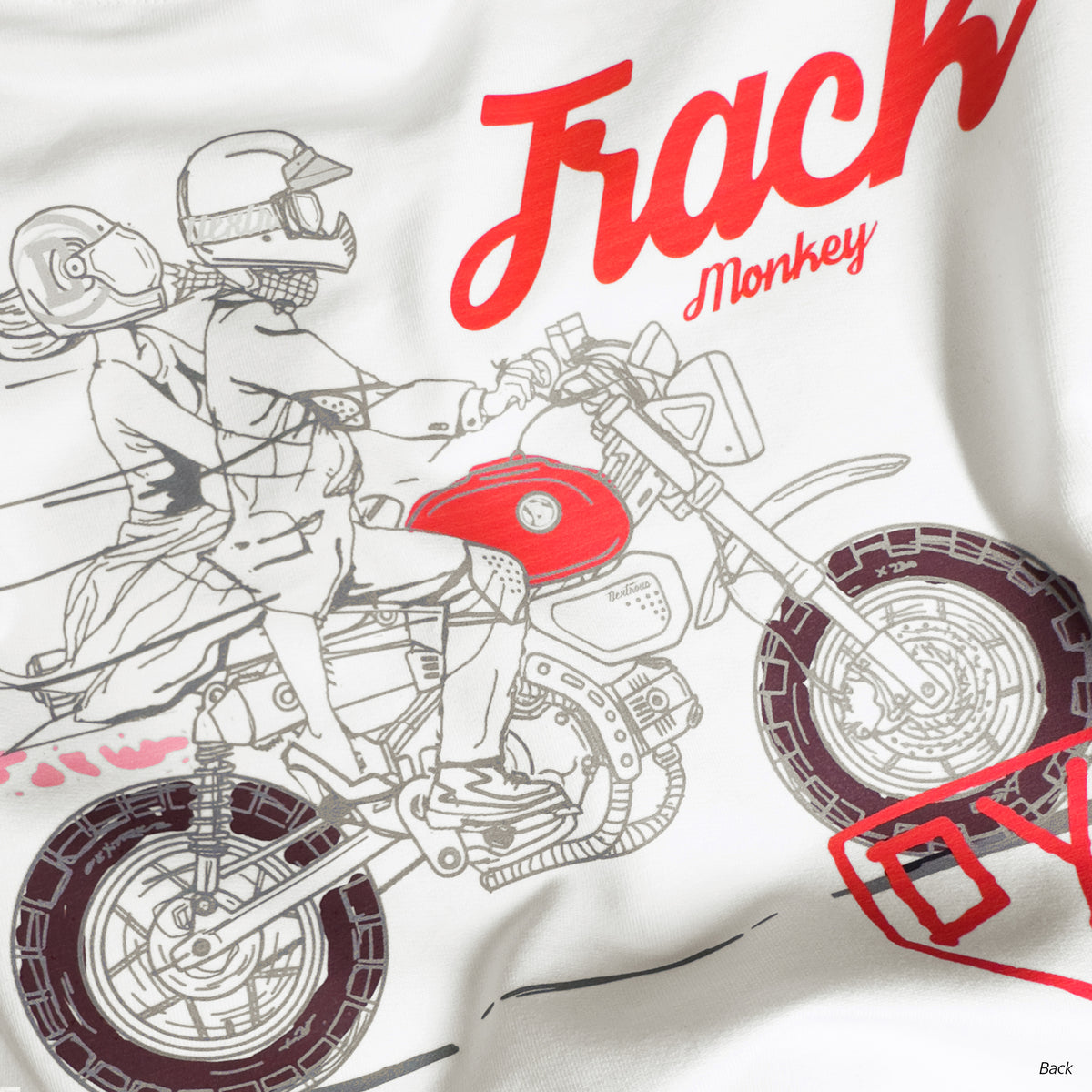 TRACK MONKEY | Women's Oversized Crop – Monkey/Mini Bike Inspired Motorsport T-Shirt – Off-White