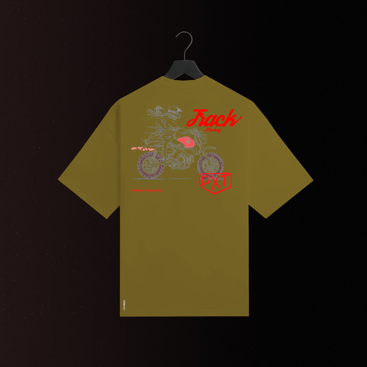 Track Monkey | Unisex Oversized – Monkey/Mini Bike Inspired Motorsport T-Shirt – Olive Green