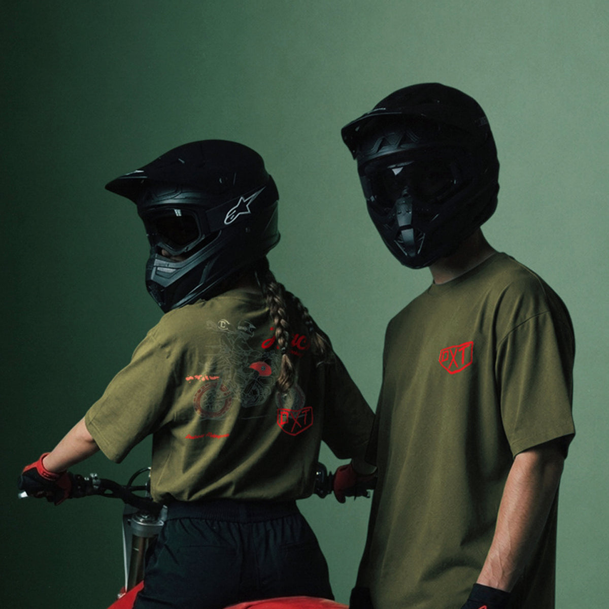 Track Monkey | Unisex Oversized – Monkey/Mini Bike Inspired Motorsport T-Shirt – Olive Green