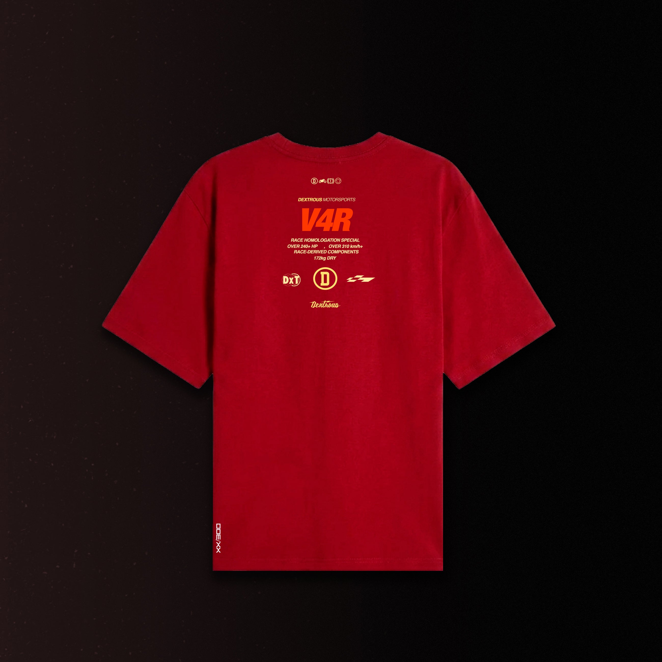 THE RATTLE | Unisex Oversized – V4R Inspired Motorsport T-Shirt – Crimson Red