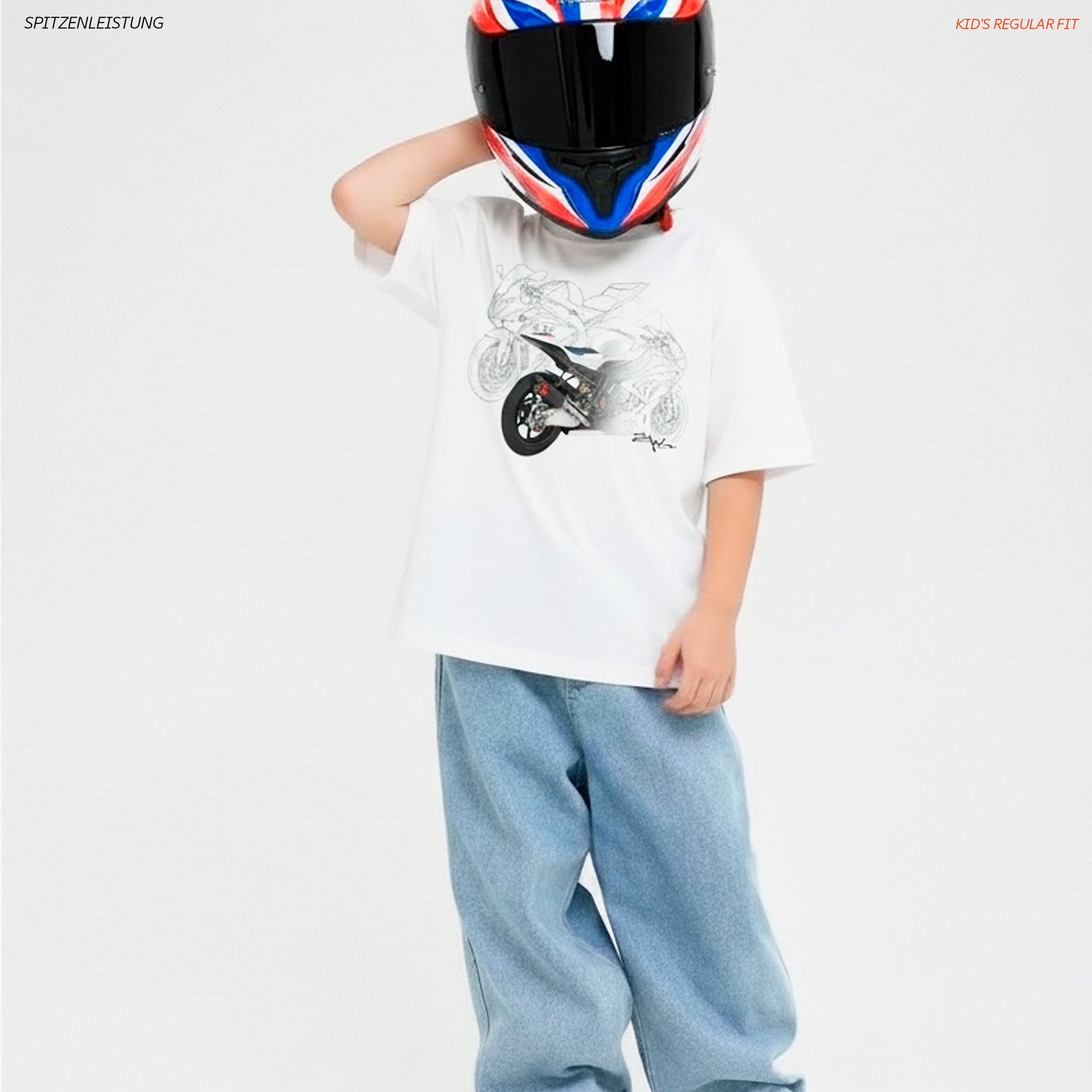 SPITZENLEISTUNG | Kids Regular Fit– S1000RR Inspired Motorsport T-Shirt – White